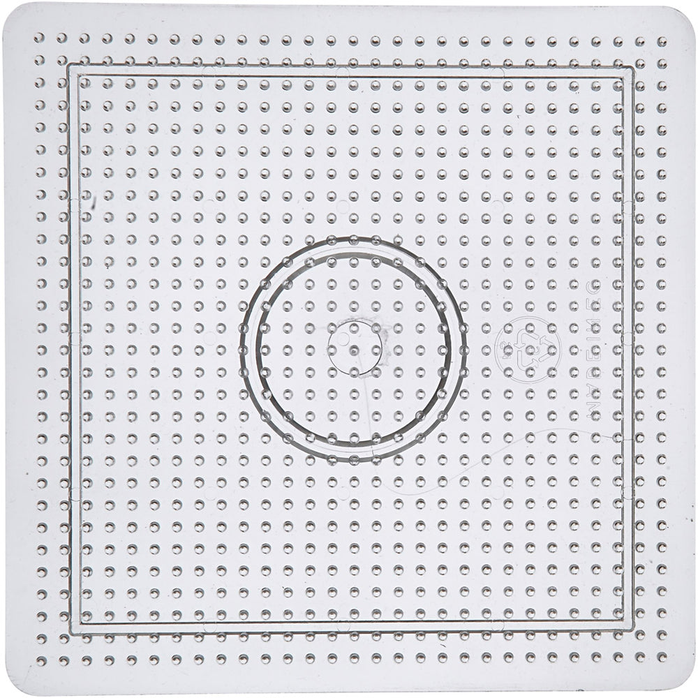 Perleplade, stor firkant, str. 14,5x14,5 cm, medium, klar, 1 stk.