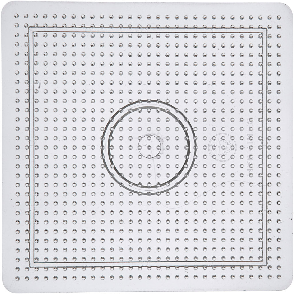 Perleplade, stor firkant, str. 14,5x14,5 cm, medium, klar, 1 stk.