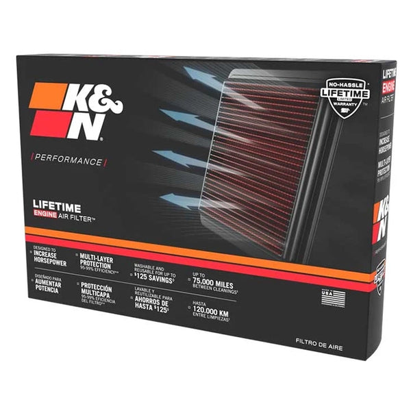 High-Flow vaskbart luftfilter K&N 33-2290 - forbedret luftstrøm og genbrugelighed, K&N