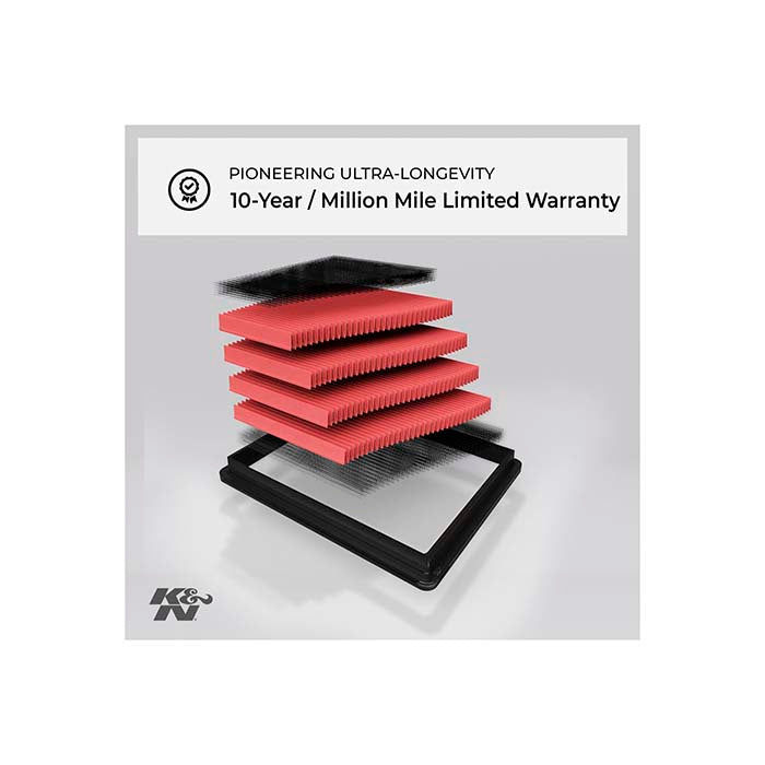 Luftfilter K&N 33-3079 - vaskbart High-Flow til bilmotorer, K&N