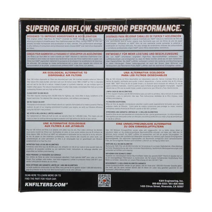 Luftfilter E-0647 til Audi - vaskbart High-Flow, genanvendeligt - K&N