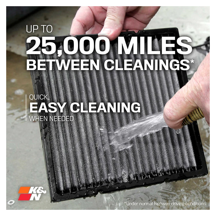Kabinefilter vaskbart VF2000 - forbedret luftstrøm & lugtkontrol, K&N