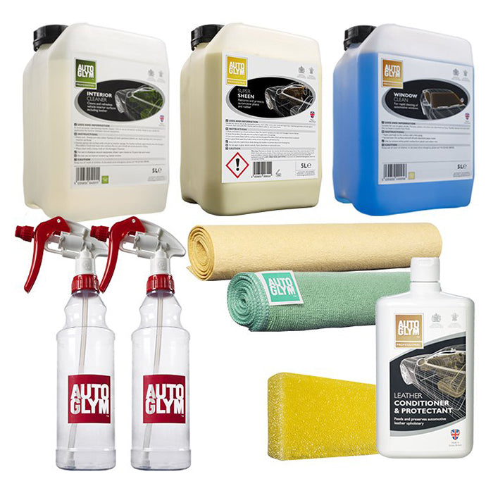Indvendig bilplejepakke 5L inkl. interiørrens, glasrens og læderpleje - Autoglym