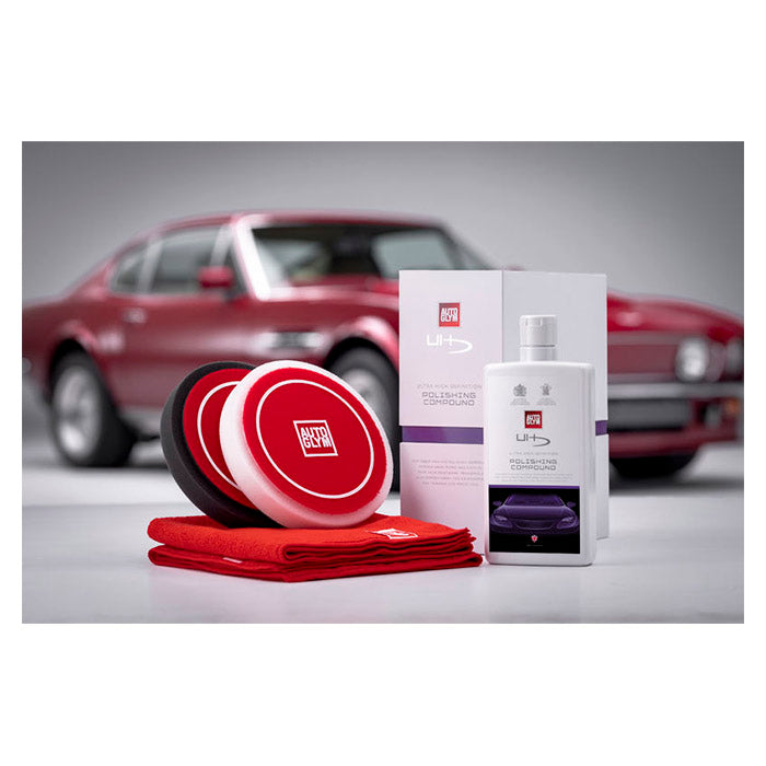 Polermiddel til bil - UHD Polishing Compound Kit, 500 ml + polerpuder og klud, Autoglym