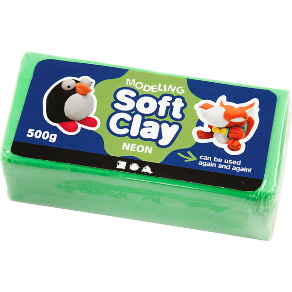 Modellervoks, str. 13x6x4 cm, neon grøn, 500 g/ 1 pk.