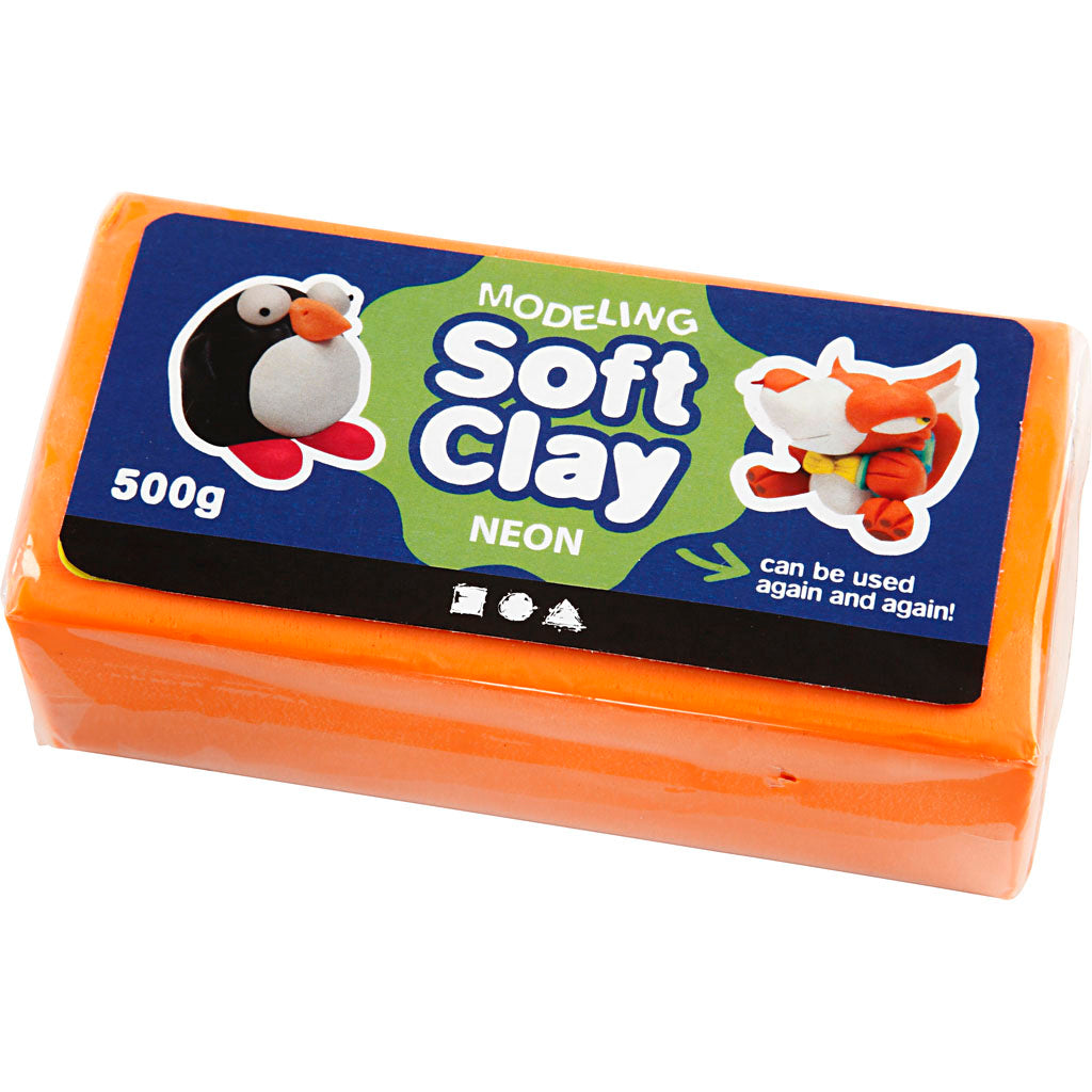 Neon Orange Modellervoks - 500 g, Blød og Formbar