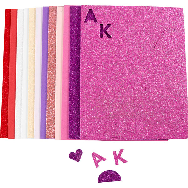 Mosgummi ark, str. 14x25 cm, tykkelse 2 mm, lilla/pink harmoni, 12 ark/ 1 pk.