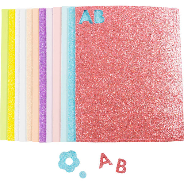 Mosgummi ark, str. 14x25 cm, tykkelse 2 mm, pastelfarver, 12 ark/ 1 pk.