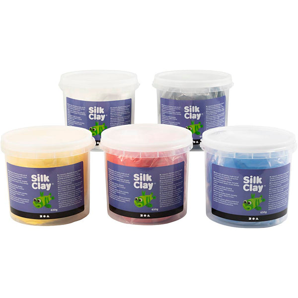 Silk Clay® Primærfarver 5x650 g - Kreativ Modelleringsmasse