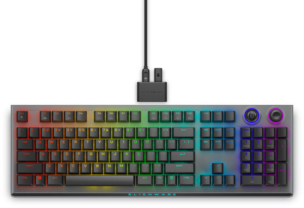 Alienware Tri-Mode AW920K Tastatur Mekanisk AlienFX per-nøgle RGB/16,8 millioner farver Trådløs Kabling USA