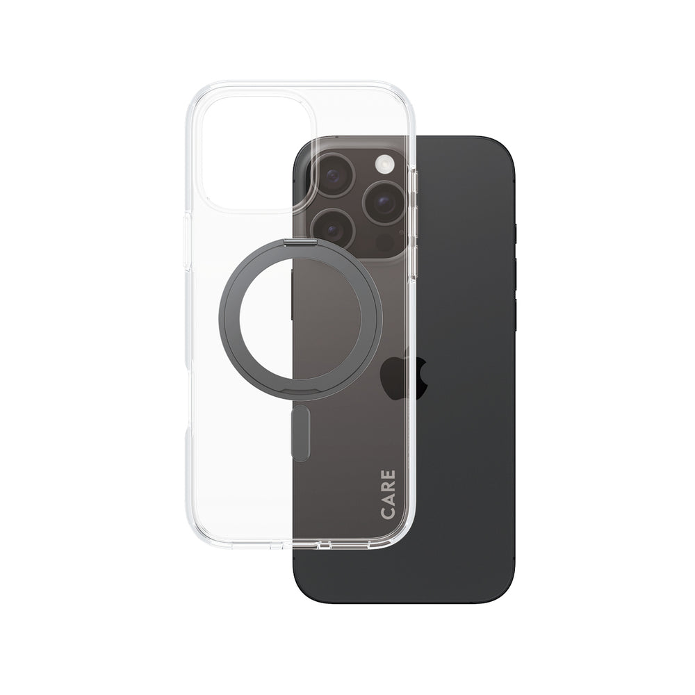 PanzerGlass CARE by Feature Case Transparent w. Black Kickstand & MagSafe iPhone 16 Pro Max Beskyttelsescover Transparent Apple iPhone 16 Pro Max