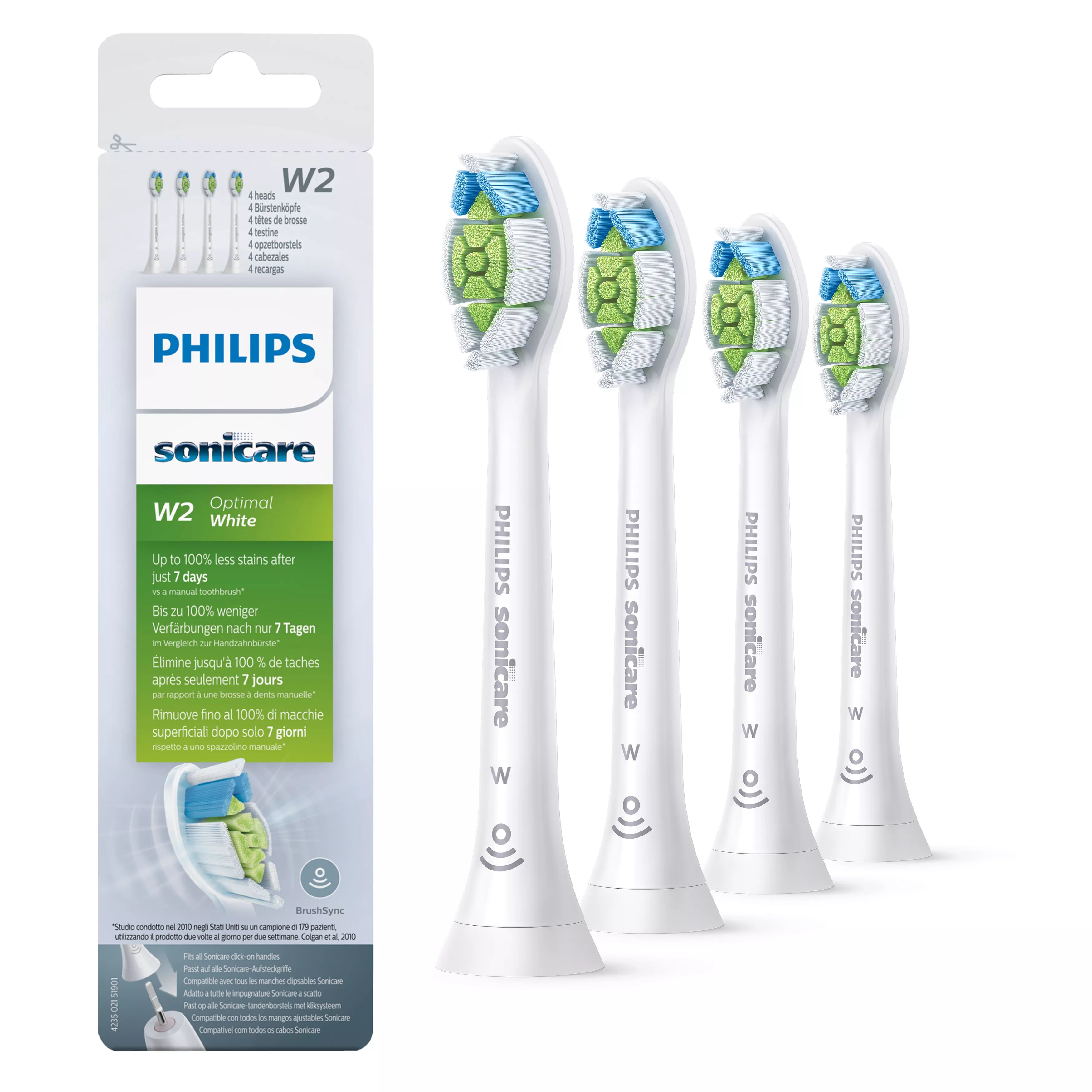 Philips Sonicare W HX6064 Optimal White Ekstra tandbørstehoved 4 Hvid