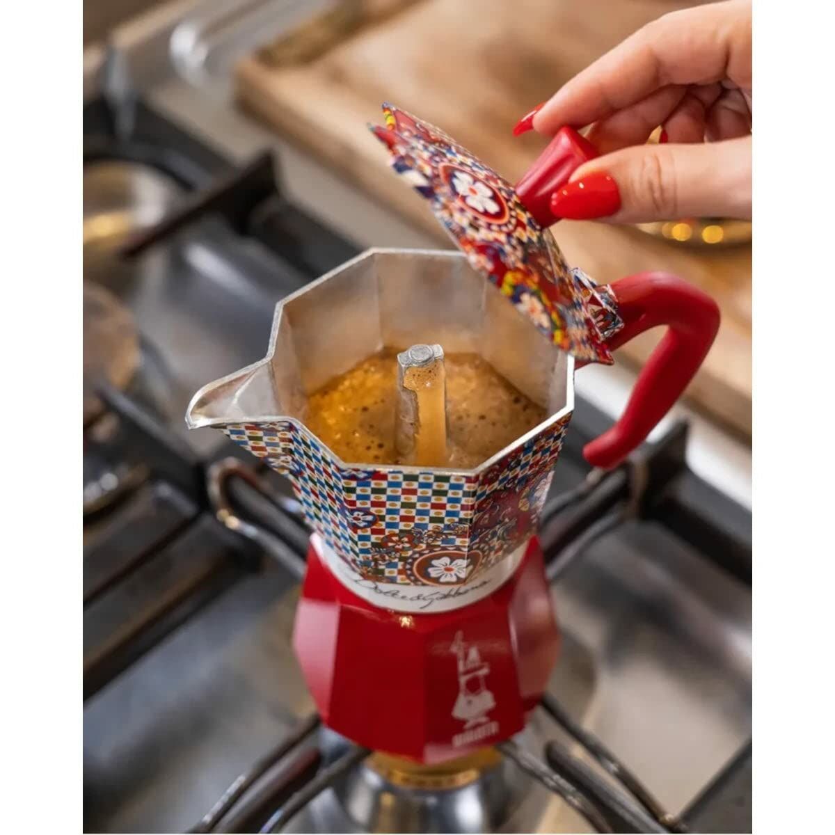 Italiensk Kaffekande Bialetti MOKA D&G Aluminium Bakelit 3 Skodelice