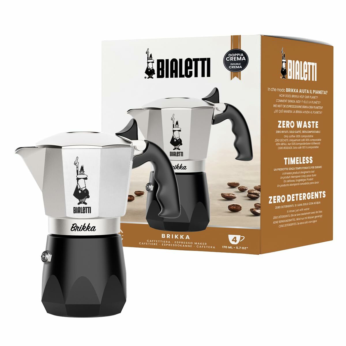Italiensk Kaffekande Bialetti BRIKKA Aluminium 4 Skodelice