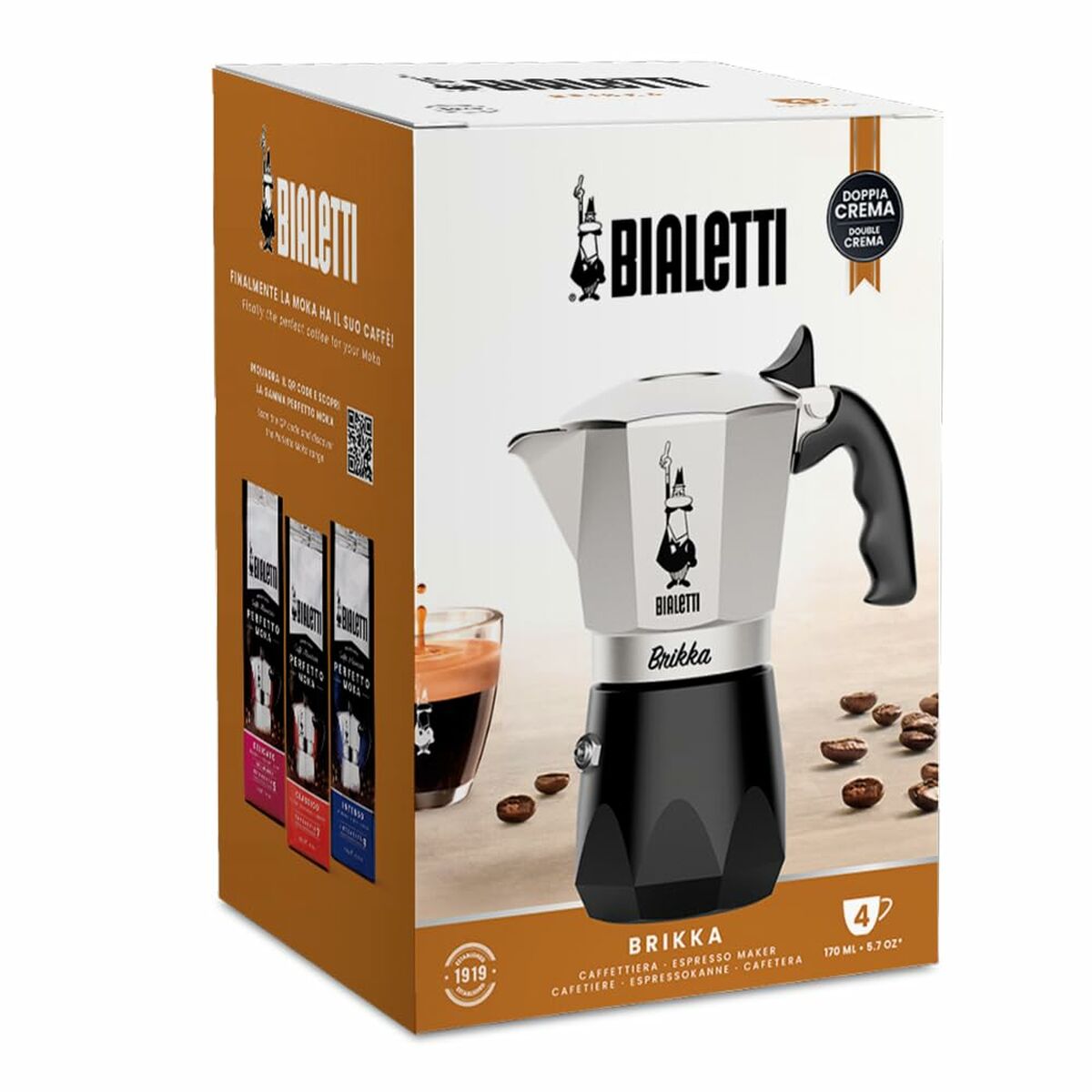 Italiensk Kaffekande Bialetti BRIKKA Aluminium 4 Skodelice