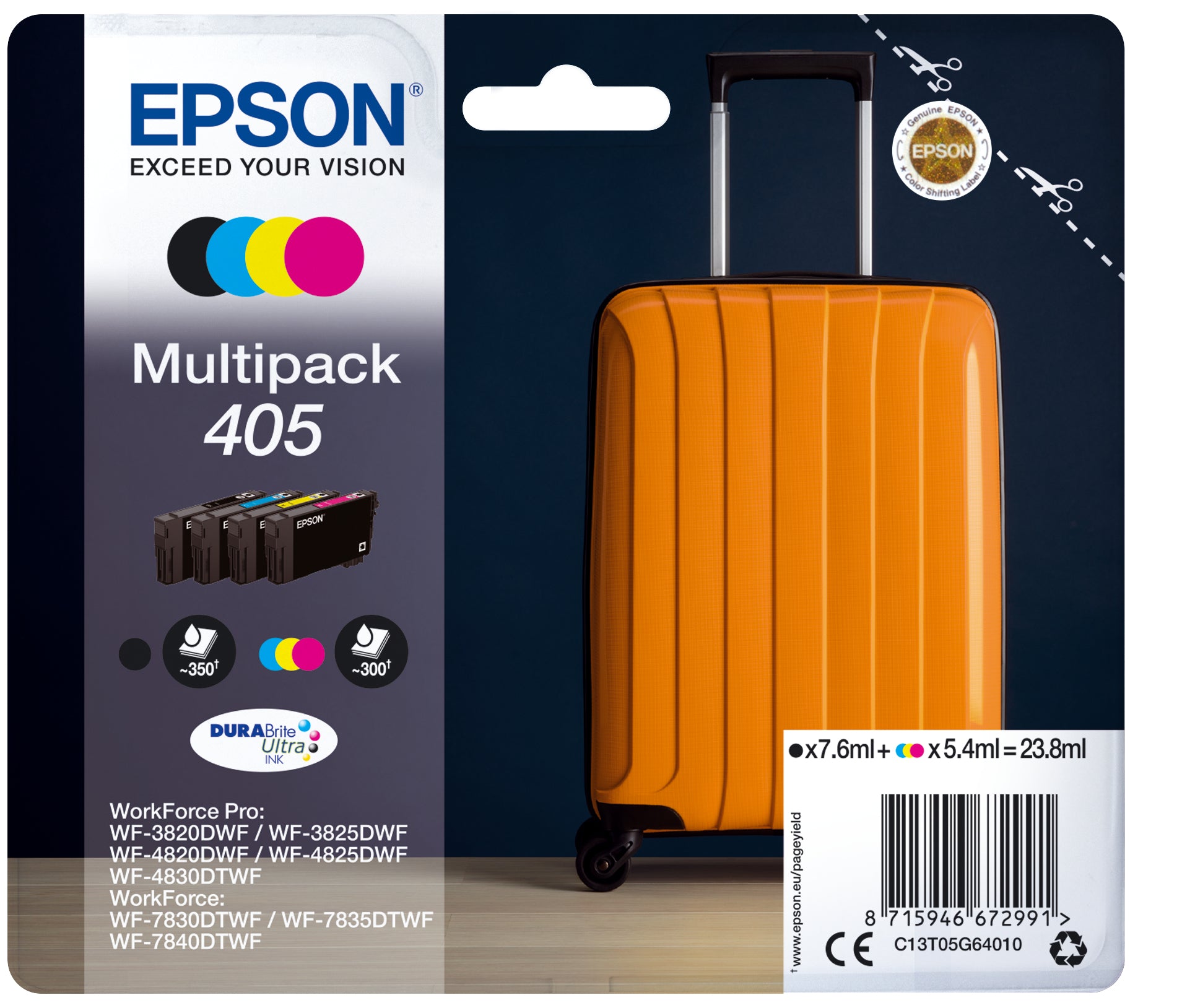 Epson 405 Sort Gul Cyan Magenta Blæk C13T05G64010