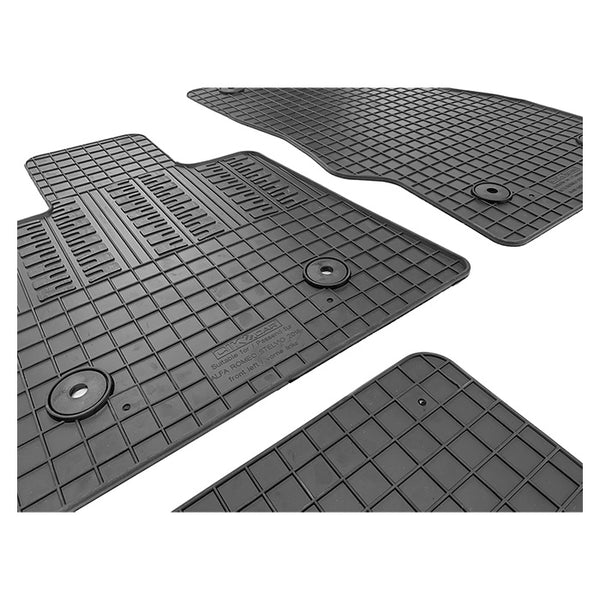 Gummimåtter til Alfa Romeo Stelvio 2017+ - skræddersyet, 5 mm SBR med forhøjet kant og fastgørelse - cikcar