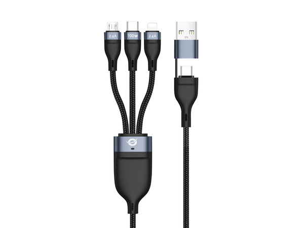 Conceptronic ETTA06B15 USB-kabel USB 2.0 1,5 m USB C USB C/Micro-USB B/Lightning Sort