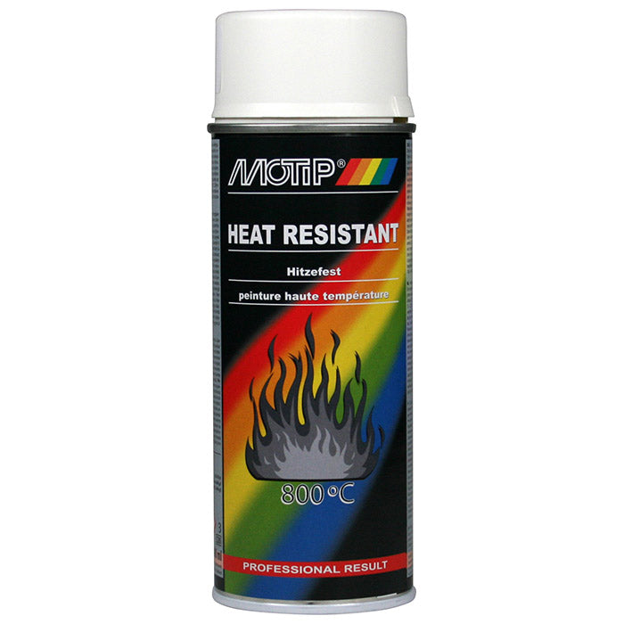 Varmebestandig lak hvid 400 ml, bestandig op til 800°C - Motip