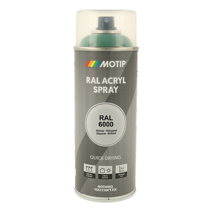 RAL 6000 Patina Green high gloss spraylak til træ og metal - Motip