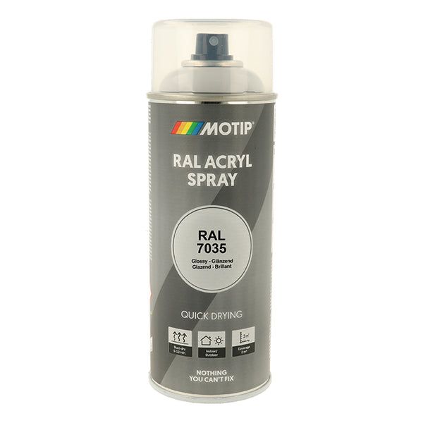 RAL 7035 Lys Grå Højglans Ral-lak spray til træ og metal - Motip