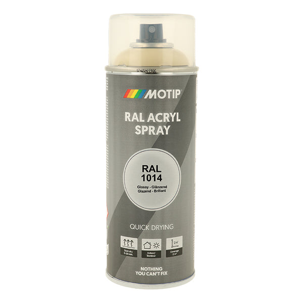 Højglans RAL 1014 Ivory spraylak til træ & metal - Motip