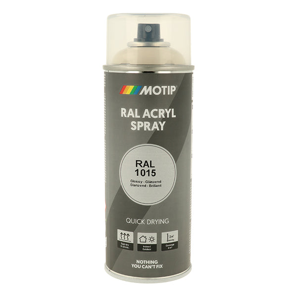 RAL 1015 High Gloss Lys Elfenben spraylak til træ & metal - Motip