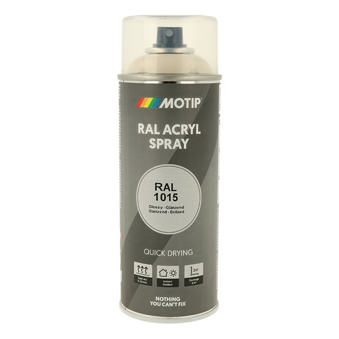 RAL 1015 High Gloss Lys Elfenben spraylak til træ & metal - Motip