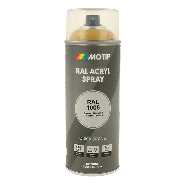 RAL 1005 Honninggul Højglans Spraylak til træ & metal - Motip