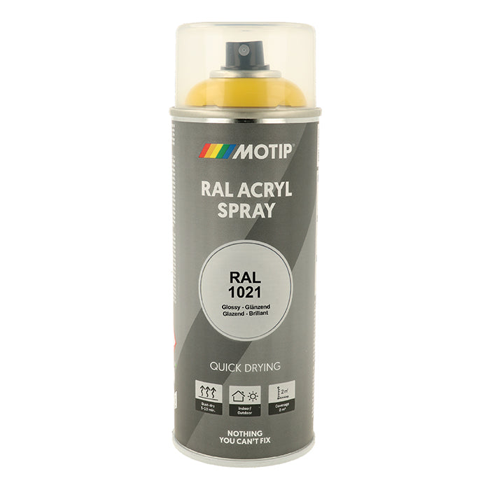 RAL 1021 High Gloss Gul Spraymaling til træ og metal - Motip