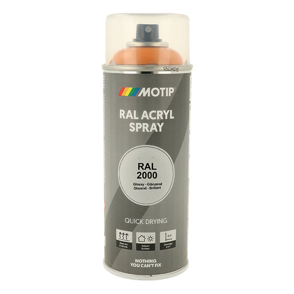 RAL 2000 High Gloss Yellow Orange spraylak til træ & metal - Motip
