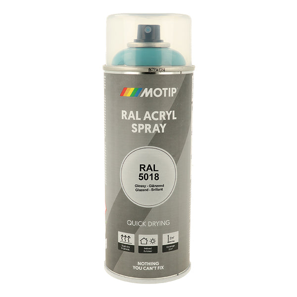 Highglans RAL 5018 turkis spraylak til træ og metal - Motip
