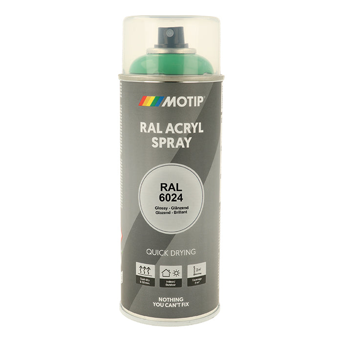 RAL 6024 Traffic Green lak - højglans spray til træ, metal, plast - Motip