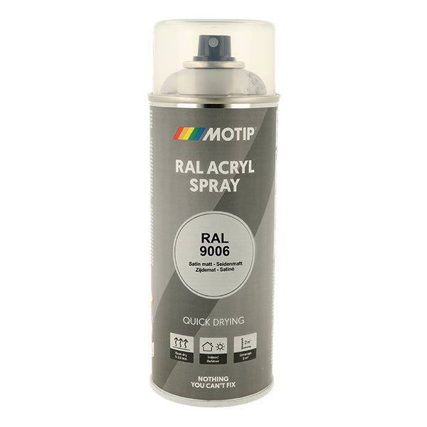 Spraylak RAL 9006 Silver gloss til træ, metal og plast - Motip
