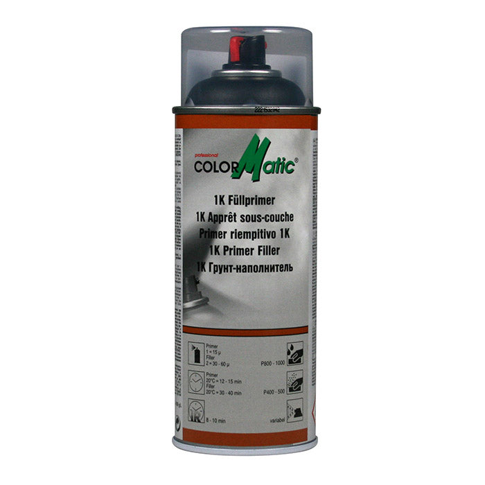Fyldprimer sort 400 ml - Hurtigtørrende 1K primer til metal og plast, ColorMatic