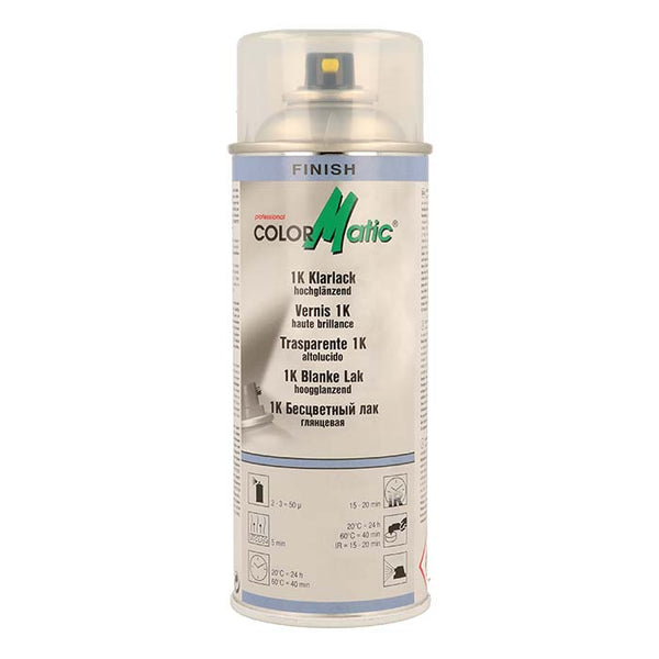 Klarlak højglans 400 ml - UV-bestandig, hurtigttørrende 1K klarlak til opløsningsmiddelbaserede lakker. ColorMatic