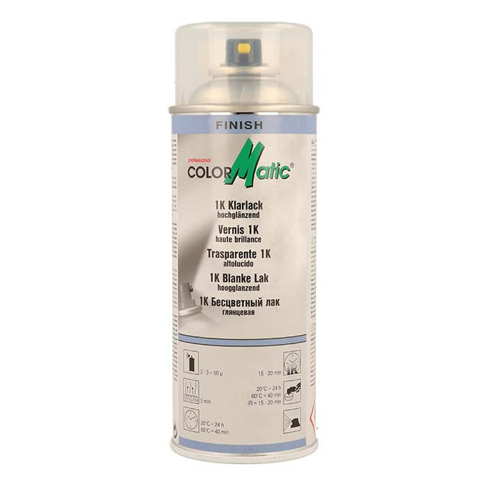 Klarlak højglans 400 ml - UV-bestandig, hurtigttørrende 1K klarlak til opløsningsmiddelbaserede lakker. ColorMatic