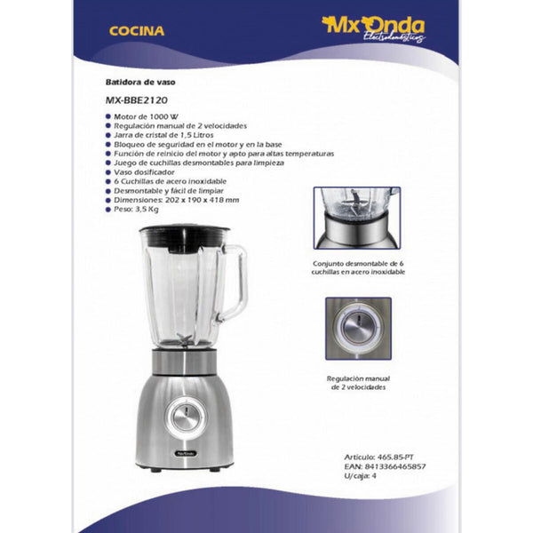 Kop-blender Mx Onda MXBBE2120 Stål 1000 W