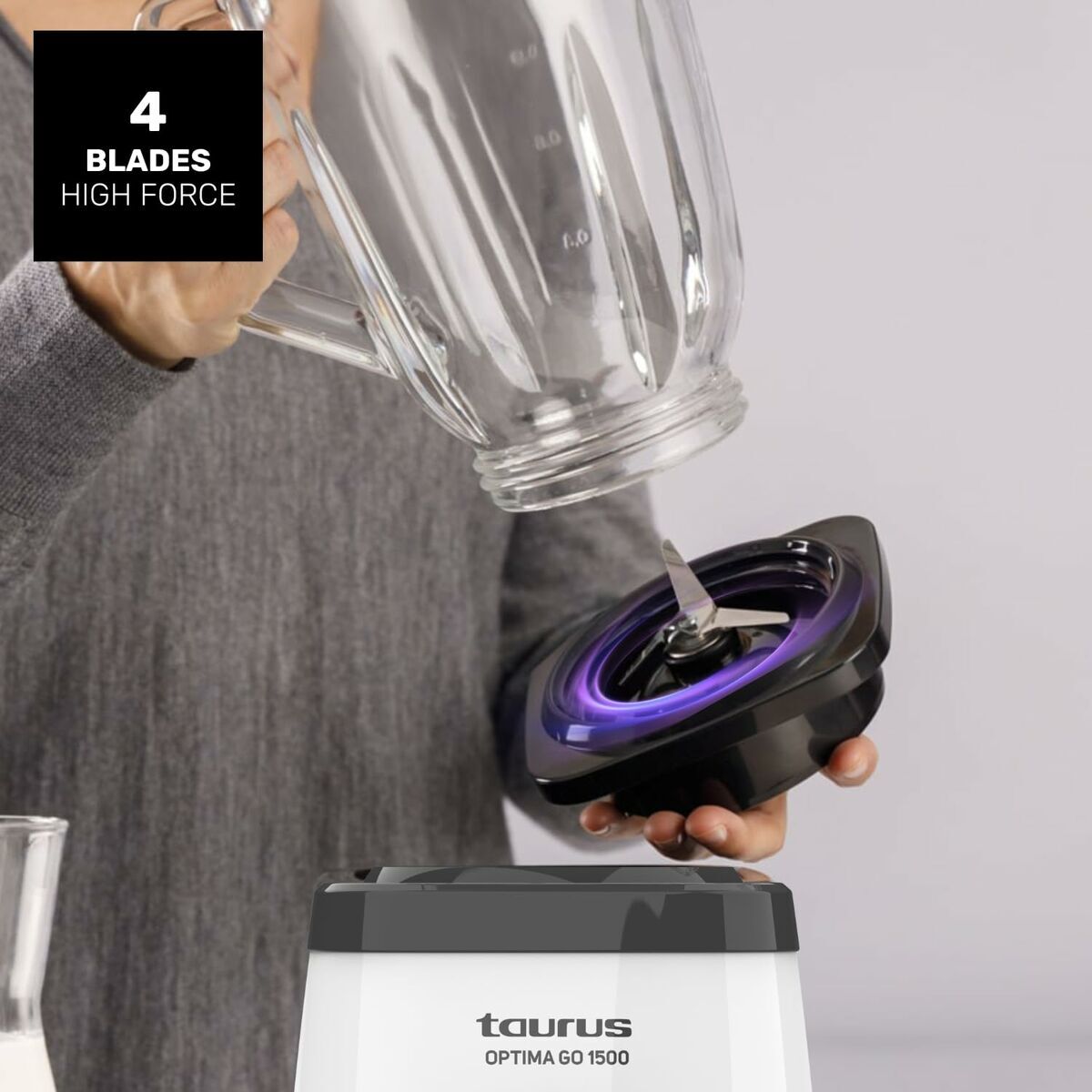 Kop-blender Taurus 912471000 Hvid Sort 1500 W 1,5 L