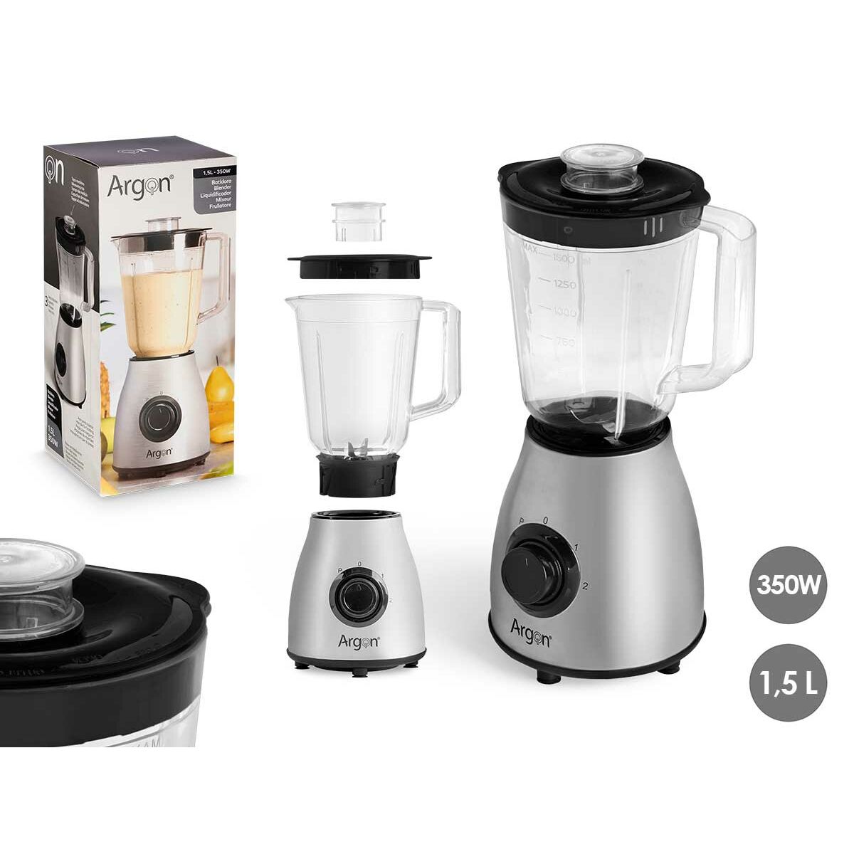 Kop-blender Argon Gennemsigtig Stål 1,5 L 350 W