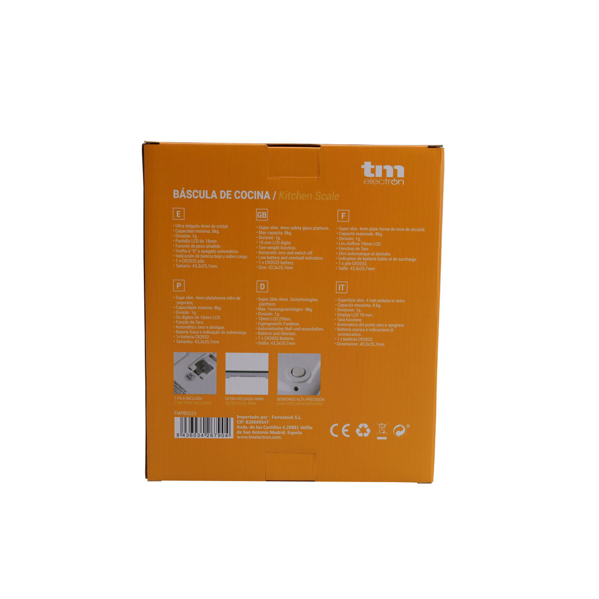 køkkenvægt TM Brombær 8 kg (22,4 x 18,5 cm)