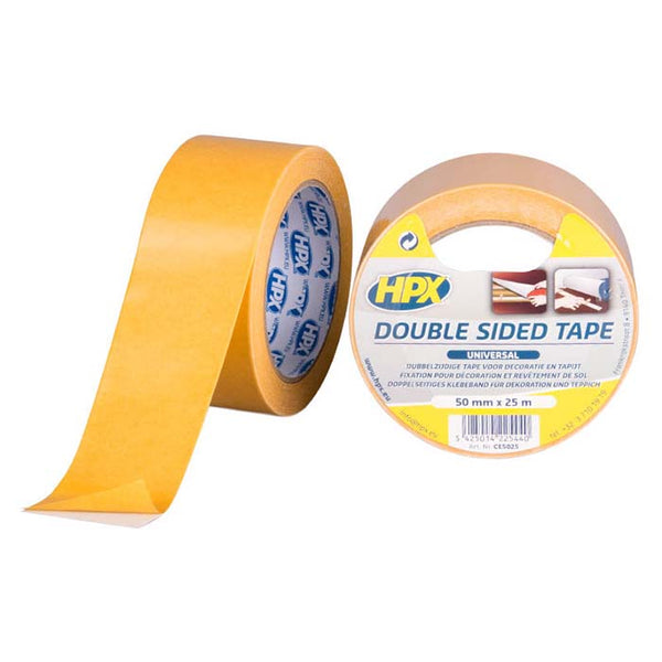 Dobbeltklæbende Tape - hvid, 50mm x 25m - hpx (50mm x 25m)
