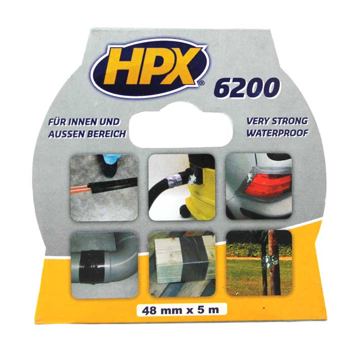 Gaffatape 48 mm x 5 m sort - stærk, vandafvisende, temp. op til 90°C - HPX