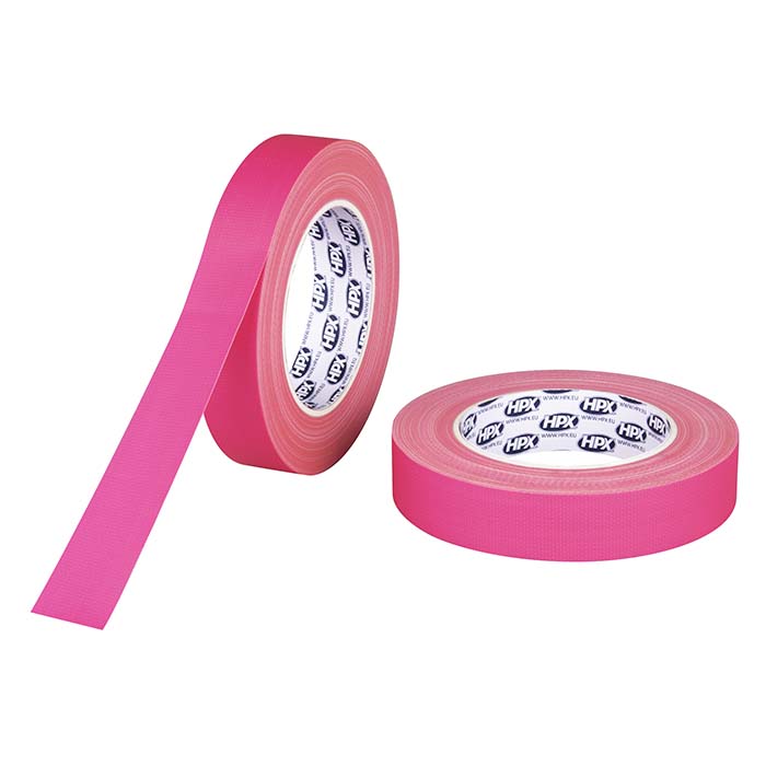 Gaffatape fluo pink 25 mm x 25 m - holdbar, ikke-reflekterende tape - HPX