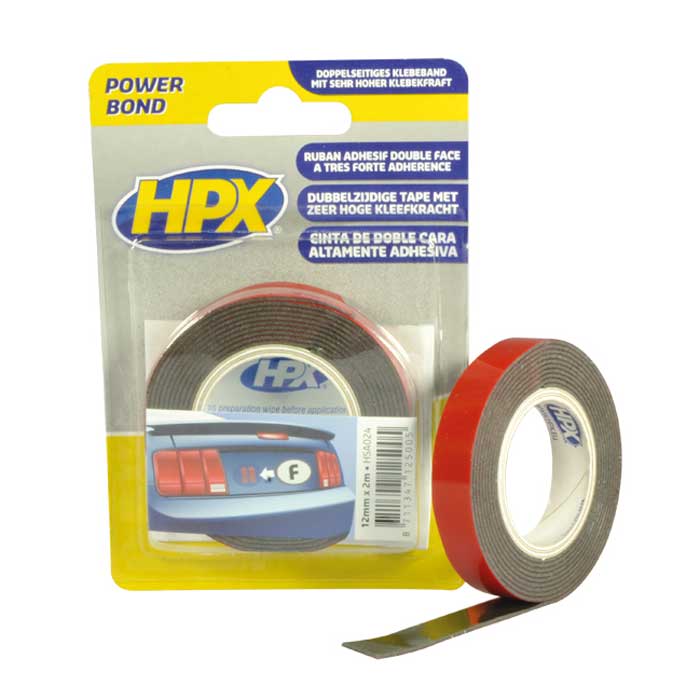Dobbeltklæbende tape 12 mm x 2 m - HPX