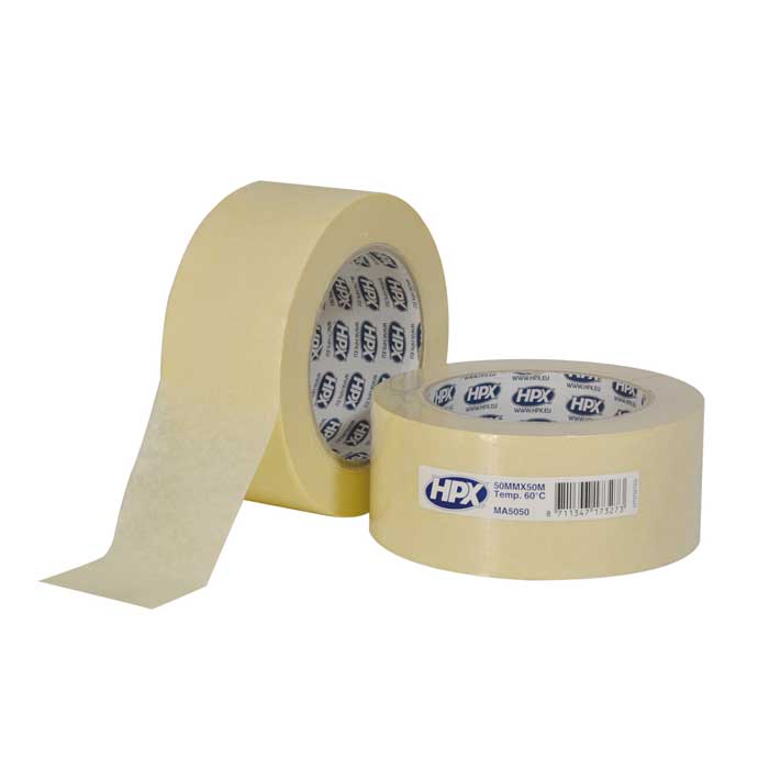 Afdækningstape 50 mm x 50 m, varmebestandig op til 60°C - HPX