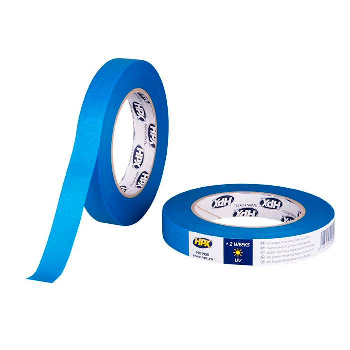 Afdækningstape 19mm x 50m UV-bestandig op til 60°C, let aftagelig, HPX