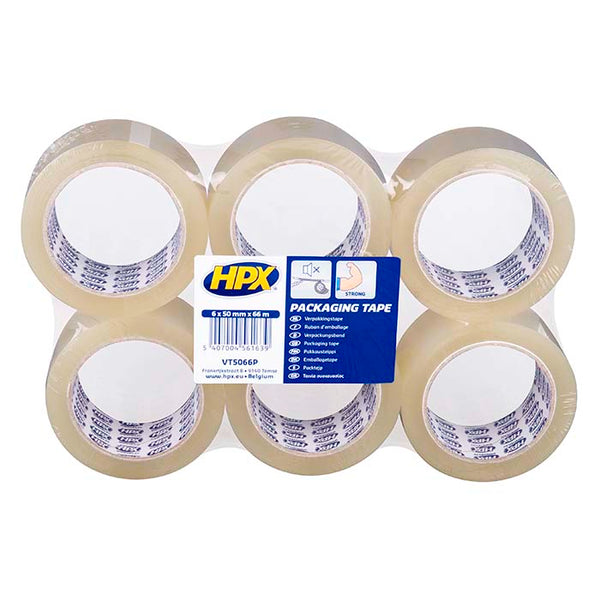 Pakketape klar 50 mm x 66 m (6 rl) - HPX