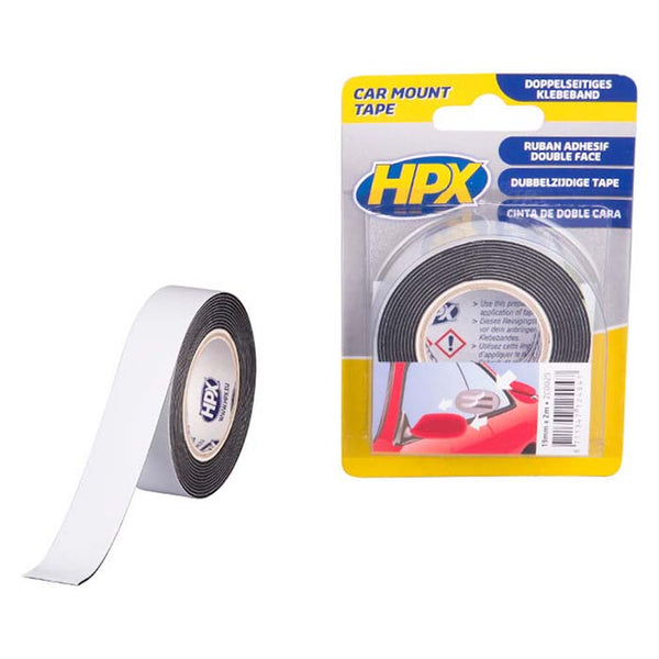 Dobbeltklæbende skumtape 19mm x 2m sort - HPX
