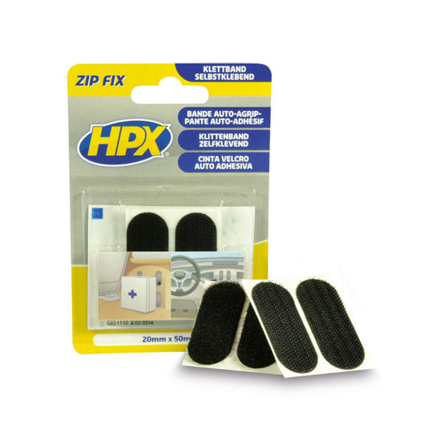 Velcro pads 20x50 mm 20 stk med renseserviet til bil, træ og glas - HPX